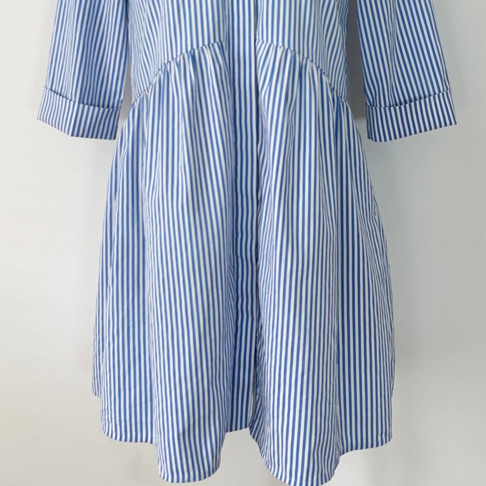 Tuckernuck Blue Stripe Royal Shirt Mini Dress XS Oversized - Picture 4 of 12